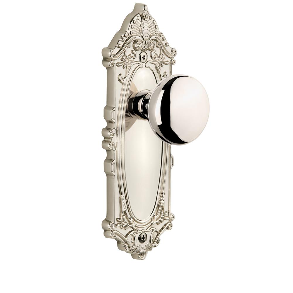 Grandeur by Nostalgic Warehouse GVCFAV Complete Passage Set Without Keyhole - Grande Victorian Plate with Fifth Avenue Knob in Polished Nickel